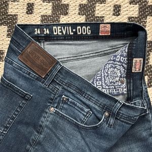 Mens 34x34 Devil-Dog Dungarees Jeans Blue Medium Wash Denim Pants